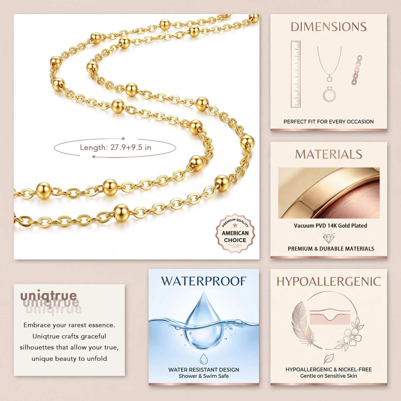 uniqtrue 14k gold plated waist chain for women, belly chain belt waterproof layered gold waist beads chain stomach body chain beach summer bikini fashion sexy jewelry accessories gift uniqtrue 14k gold plated waist chain for women, belly chain belt waterproof layered gold waist beads chain stomach body chain beach summer bikini fashion sexy jewelry accessories gift
