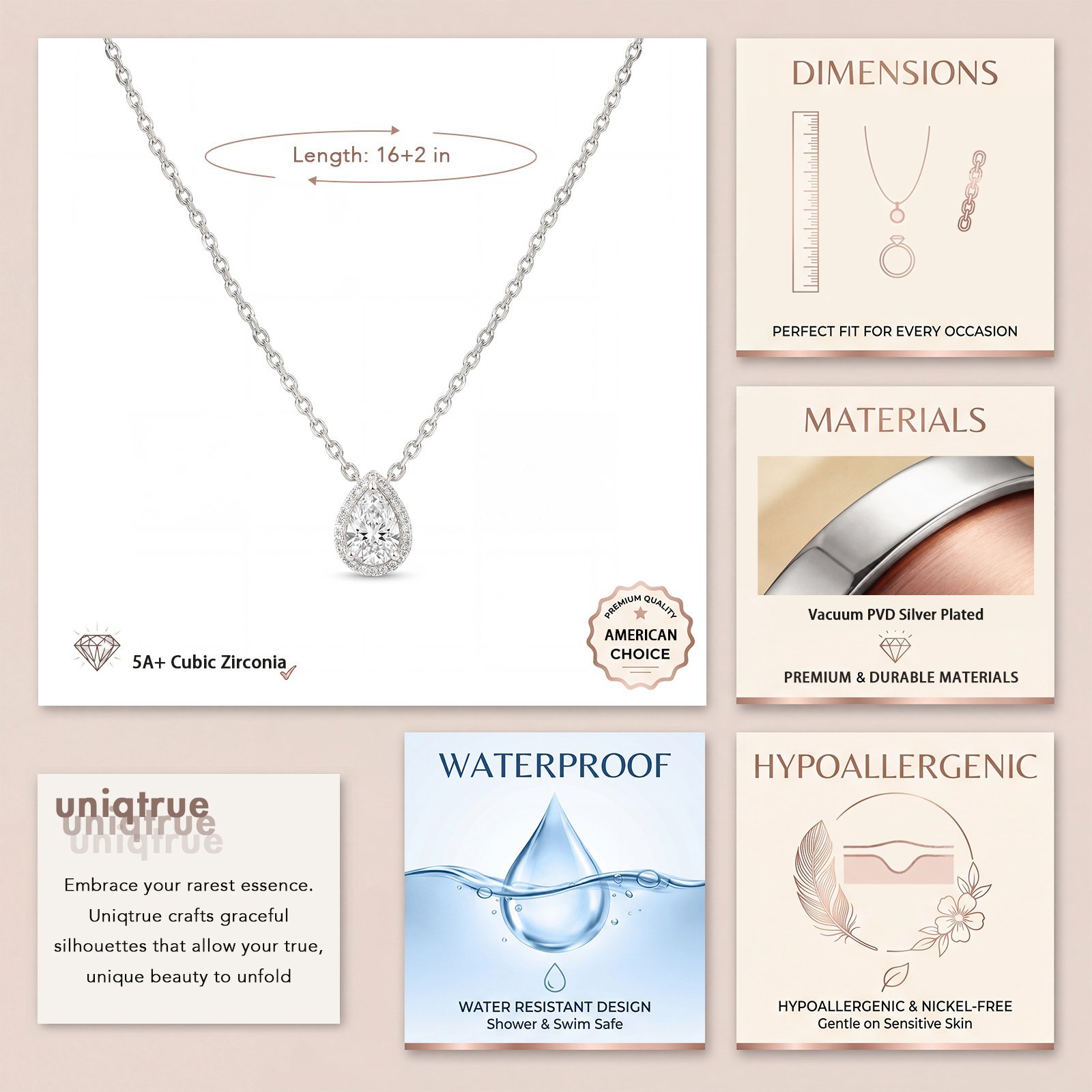 uniqtrue silver plated cubic zirconia necklaces for women non tarnish, drop small hypoallergenic dainty pendant necklace trendy solitaire simple prom wedding cz choker necklace fashion jewelry gift uniqtrue silver plated cubic zirconia necklaces for women non tarnish, drop small hypoallergenic dainty pendant necklace trendy solitaire simple prom wedding cz choker necklace fashion jewelry gift