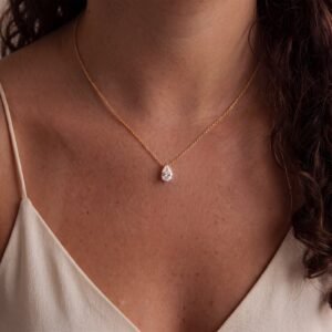 Home uniqtrue 14k gold plated cubic zirconia necklaces for women non tarnish, hypoallergenic solitaire dainty teardrop pendant necklace trendy simple prom wedding cz choker necklace fashion jewelry gift